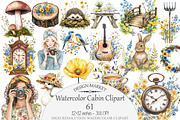 Watercolor Cabin Clipart, a Seasonal Illustration by Design Market (Thumbnail 1 of 5)