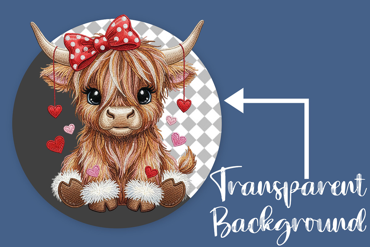 Crochet Valentines Highland Cow PNG, an Illustration by Canvas Craft (Photo 2 of 7)