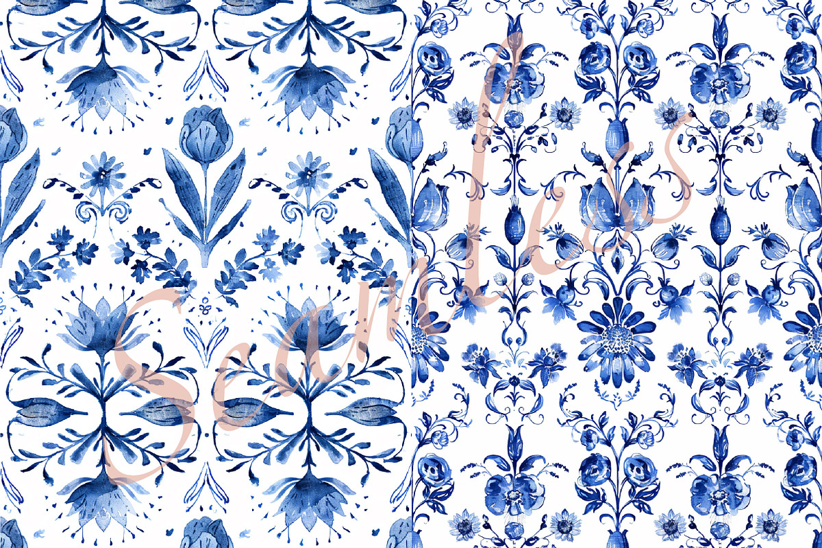 Dutch folk art seamless pattern set, a Pattern Graphic by DreamCafeArt (Photo 2 of 5)
