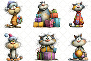 Christmas Cat Clipart, an Illustration by Black Bird Studio (Thumbnail 6 of 6)