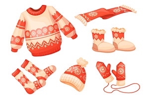 Cartoon christmas clothes. Winter, an Illustration by Stock-Smart-Start