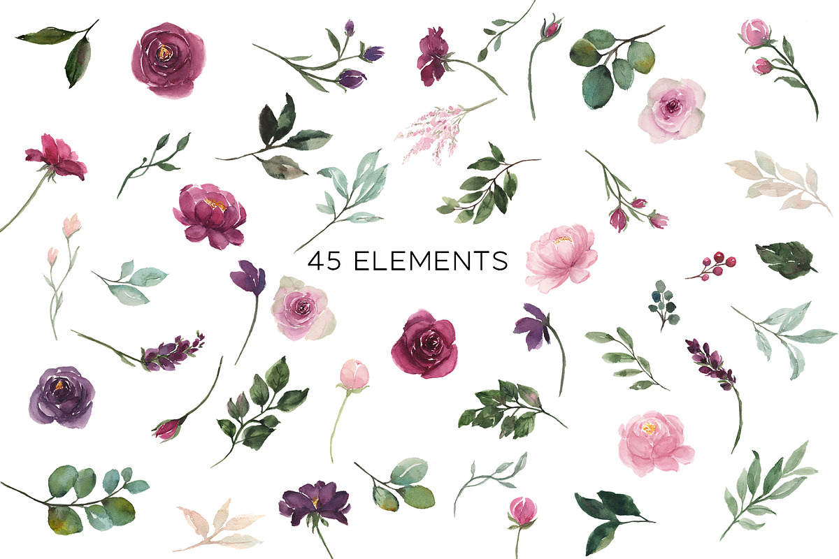 Large Set Blush & Burgundy Florals, an Illustration by Graphic Blue Bird (Photo 4 of 11)