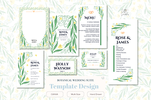 Botanical Wedding Invitation Suite, a Stationery Template by Little Creative Scribbles