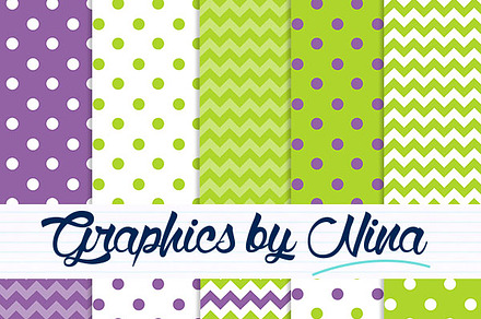 Purple and green digital papers