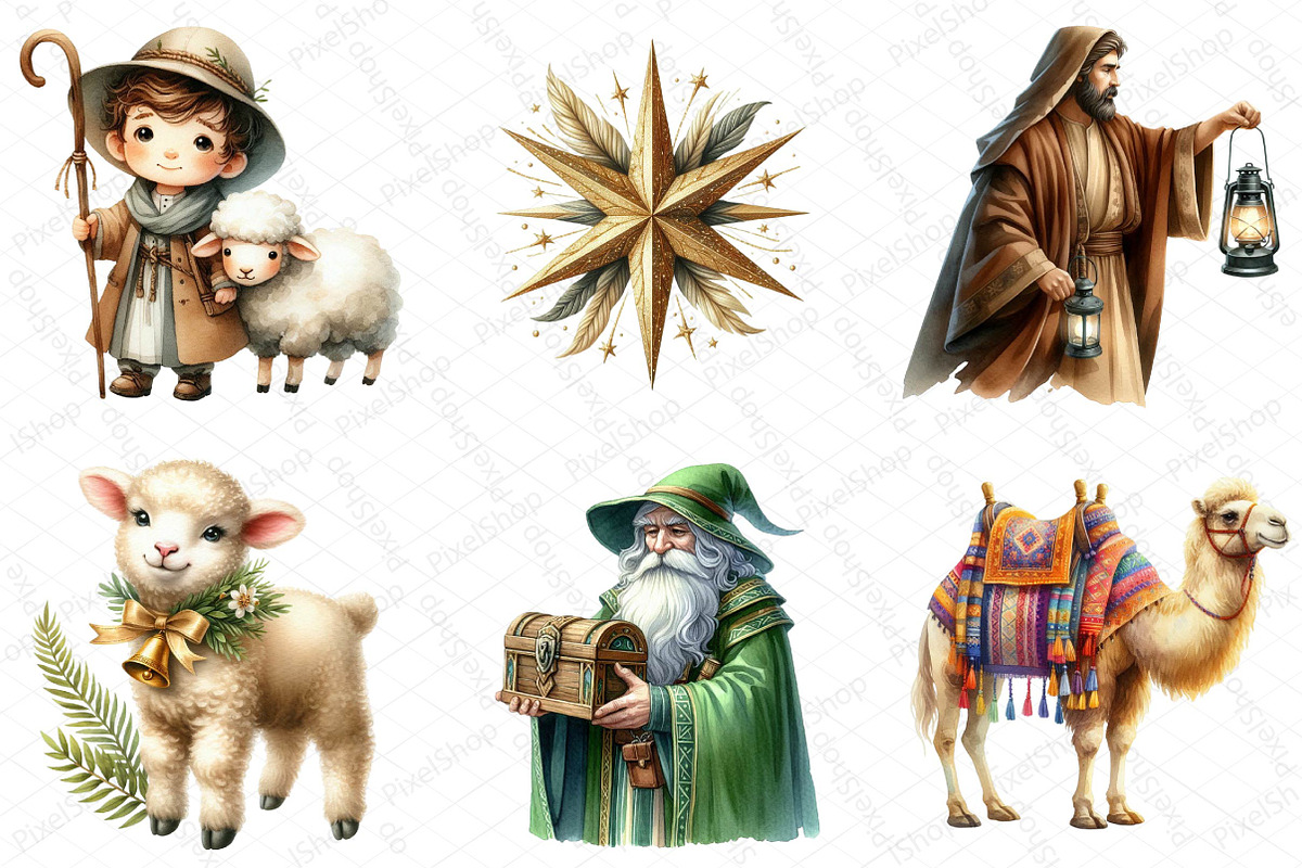 Cute Christmas Nativity Clipart Bund, an Illustration by DreamPrint404 (Photo 3 of 4)