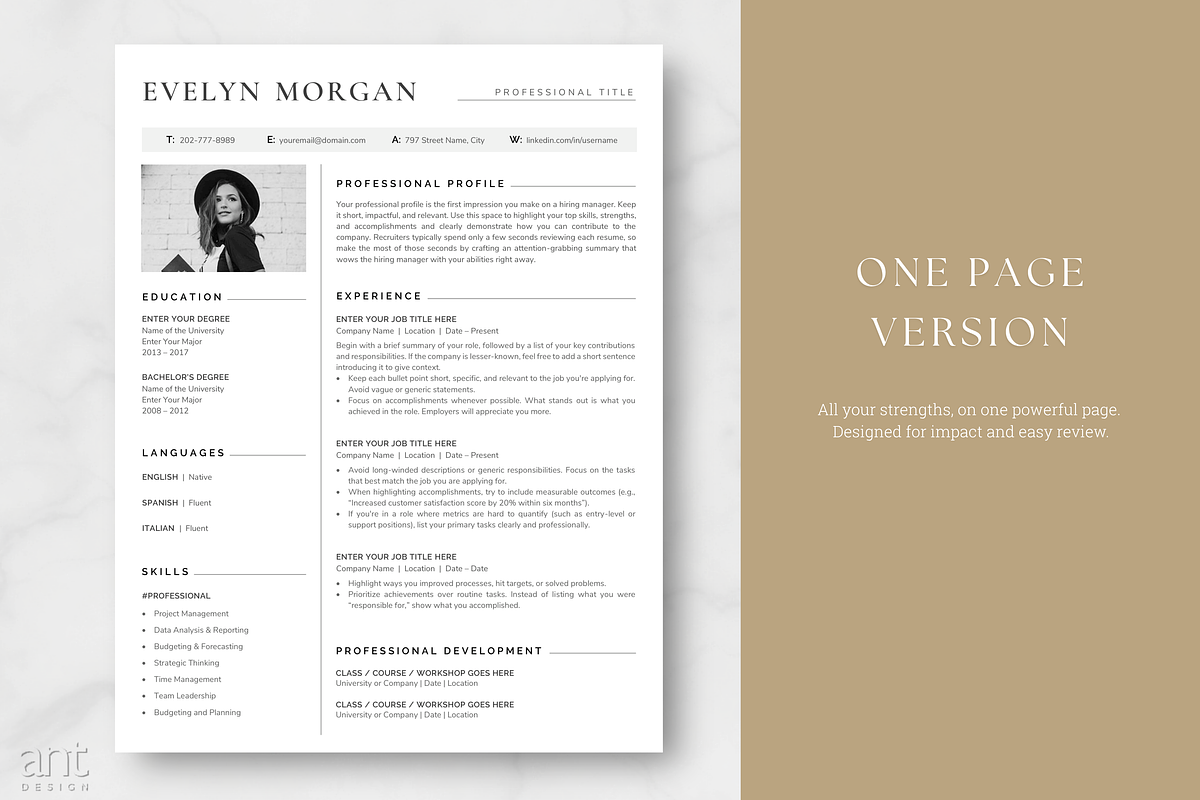 Modern Resume Template - The Morgan, a Resume Template by AntDesignStudio (Photo 2 of 9)