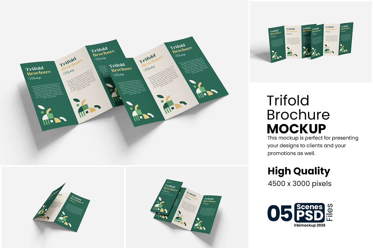 Minimalist Trifold Brochure Mockup, an Advertising Mockup by bimockup (Photo 1 of 6)