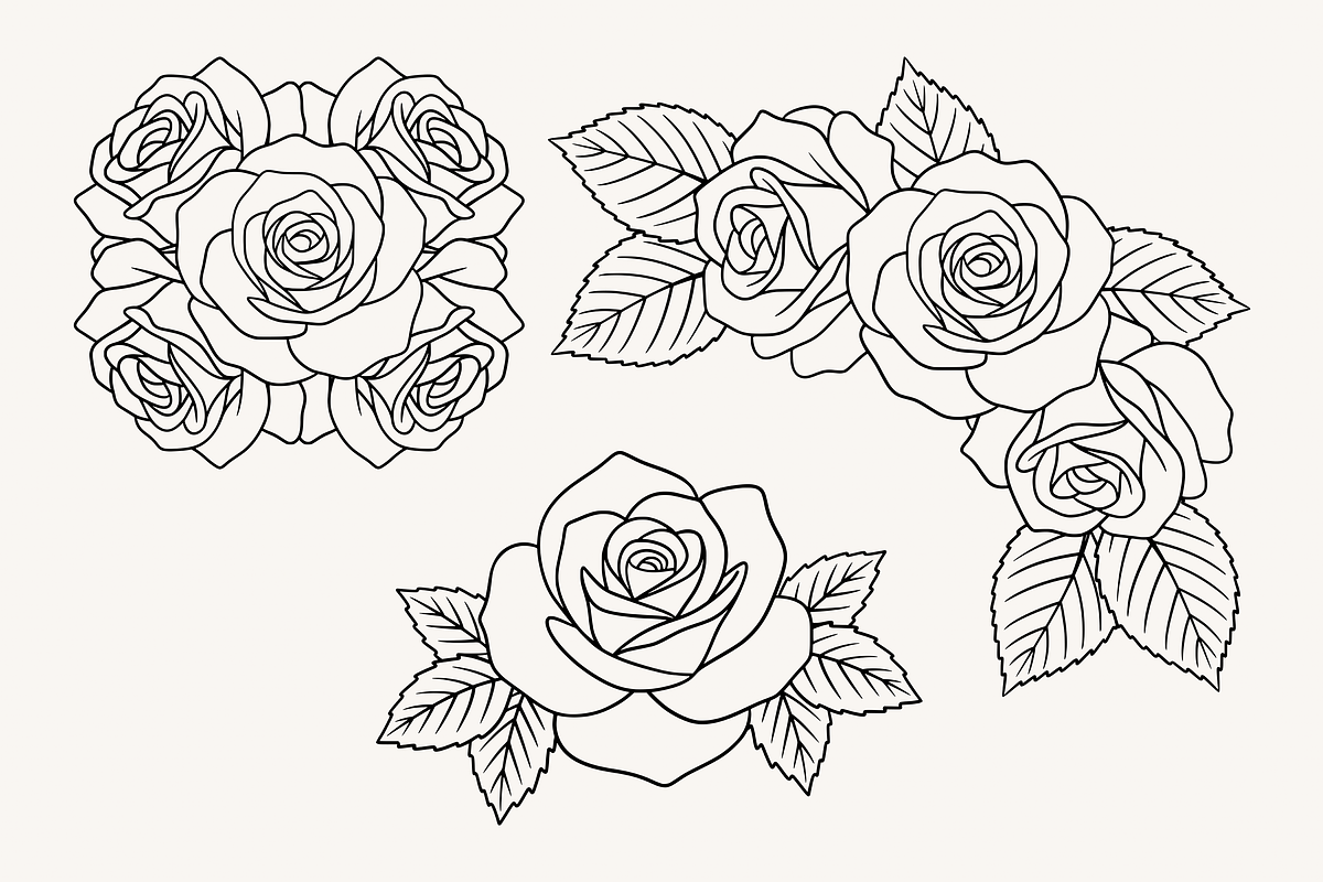Rose Flower Line Art Illustration, a Decorative Illustration by Kusumaillustration (Photo 7 of 11)