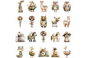 Floral Nursery Animals Clipart, a Decorative Illustration by Nicole Branger Art (Thumbnail 6 of 19)