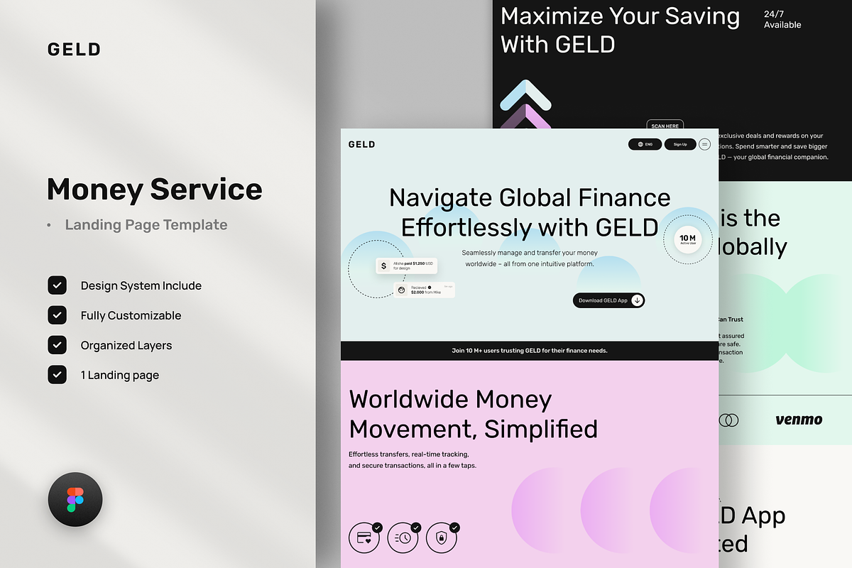 Geld - Money Service Landing Page, an UI Kit Template by Rahardi Creative (Photo 1 of 4)