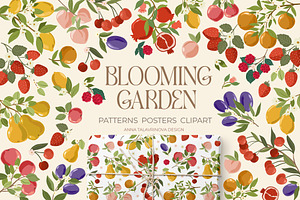 Blooming Garden Patterns & Clipart