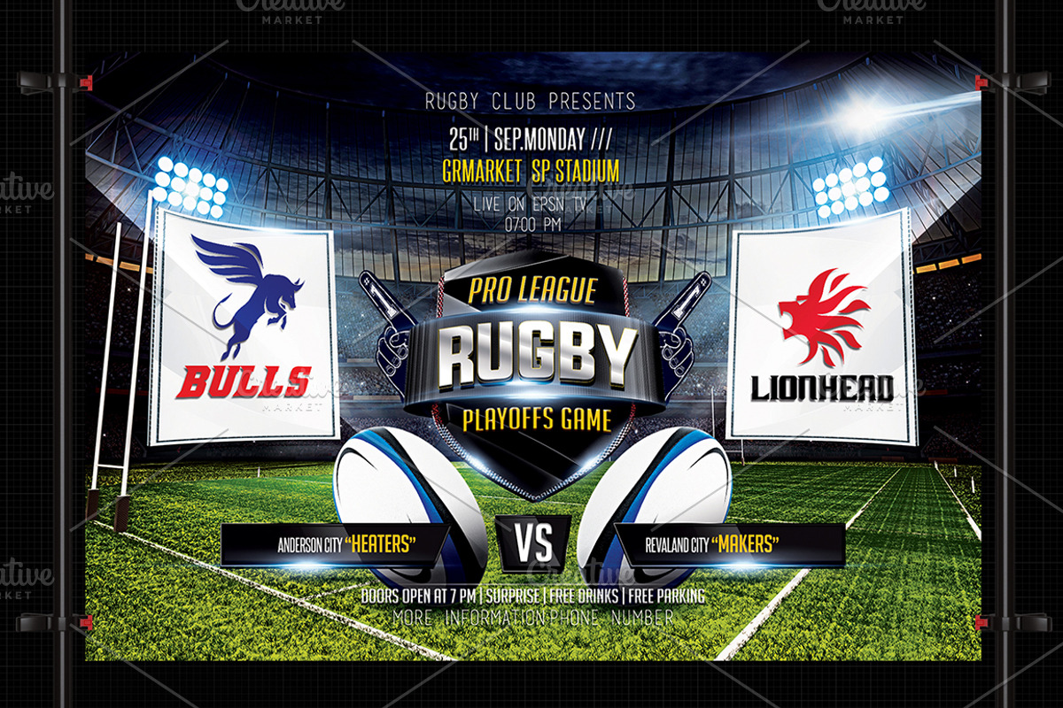 Rugby Flyer, a Flyer Template by Basez Flyers