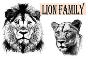 LION FAMILY set, an Animal Illustration by IPVector (Thumbnail 2 of 13)
