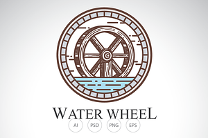 Vintage Water Wheel Logo Template