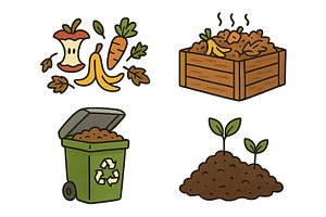 Composting process illustrated with, a Food Illustration by ZinetroN