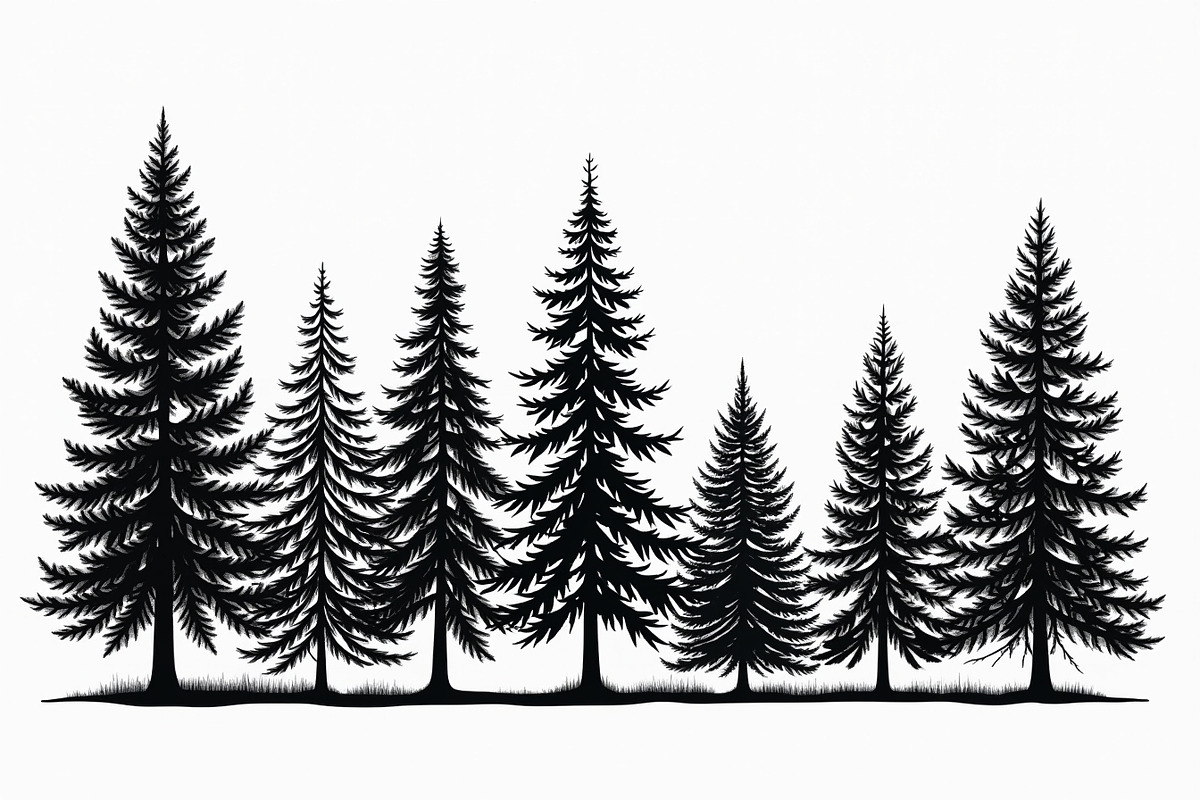 Majestic pine trees silhouette, an Illustration by Amazin_art (Photo 11 of 11)