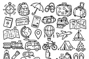 Set of travel outline doodle signs, a Transportation Illustration by Voodz_shop (Thumbnail 3 of 3)