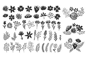 Scandinavian Flower Elements. Scandi