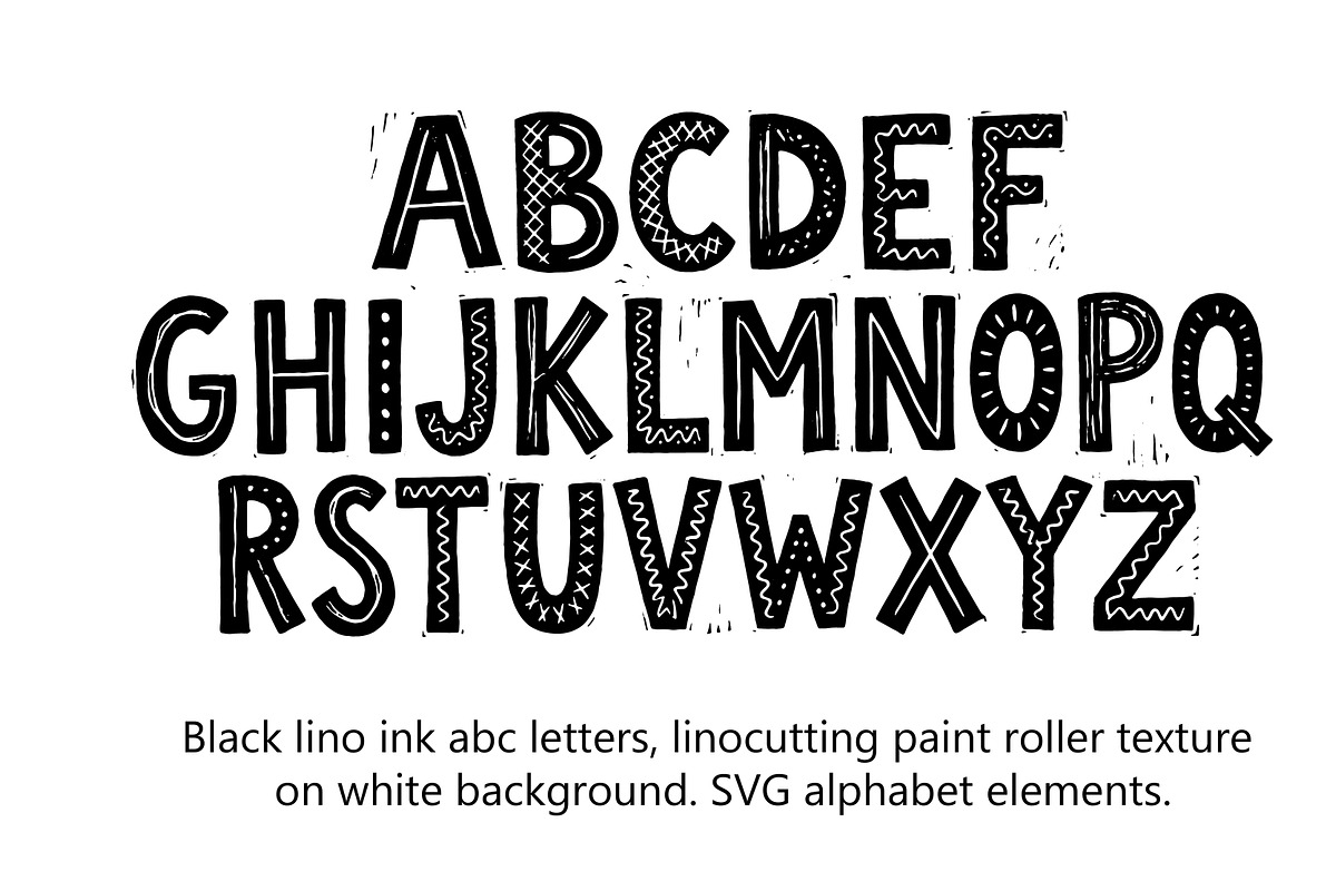 Black lino ink abc letters svg, an Object Graphic by SketchArtStudio (Photo 1 of 3)