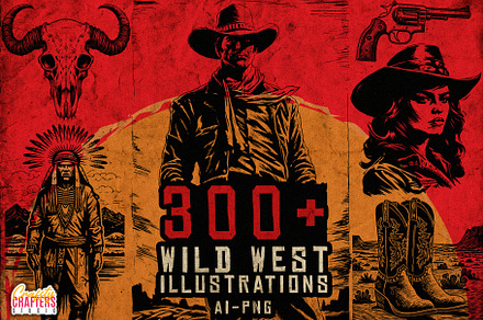 300+ Wild West Western illustrations, a Graphic by Craftsy Crafters