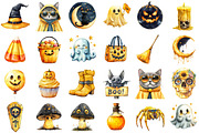 Yellow Retro Halloween Clipart, an Illustration by Sublimation Artist (Thumbnail 2 of 6)
