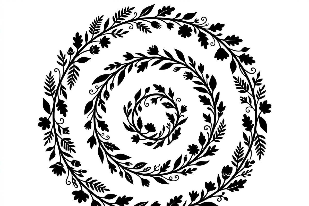 50 Elegant Floral Leaf Spiral Frame, a Decorative Illustration by Amazin_art (Photo 18 of 25)