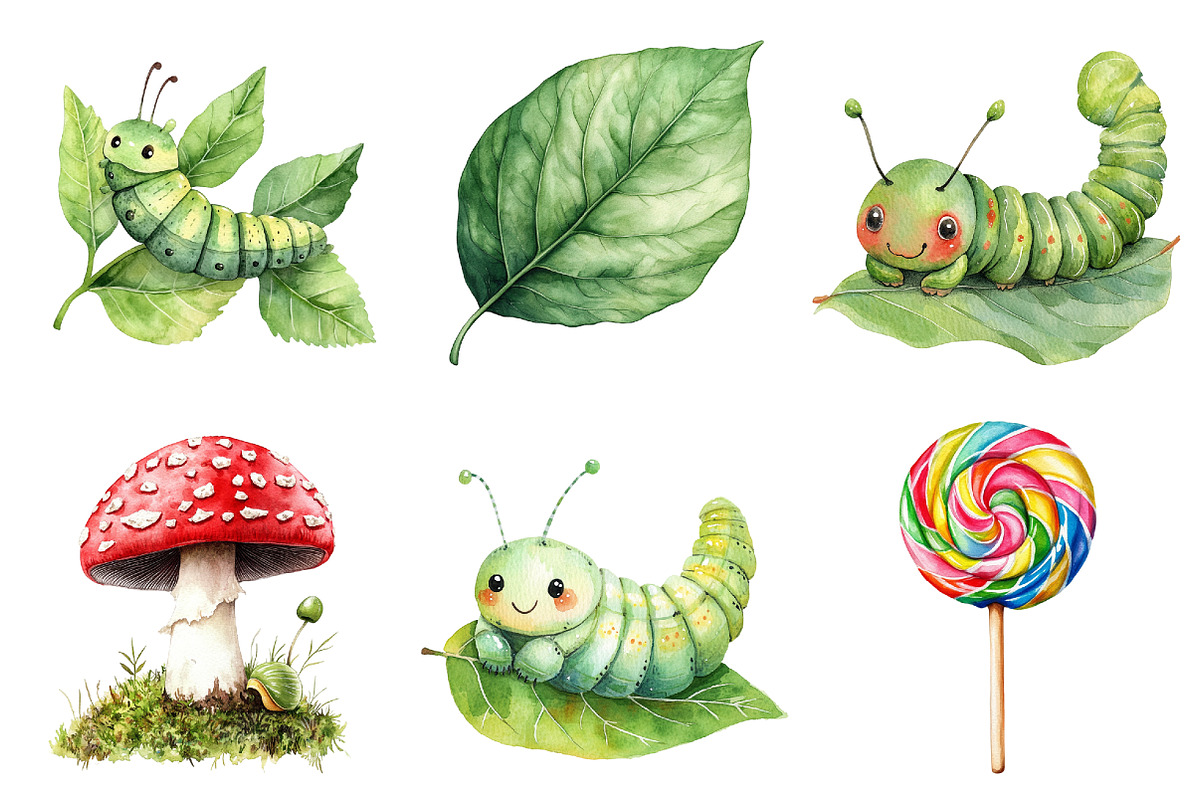Very Hungry Caterpillar Clipart, a Seasonal Illustration by CitraGraphics (Photo 4 of 4)