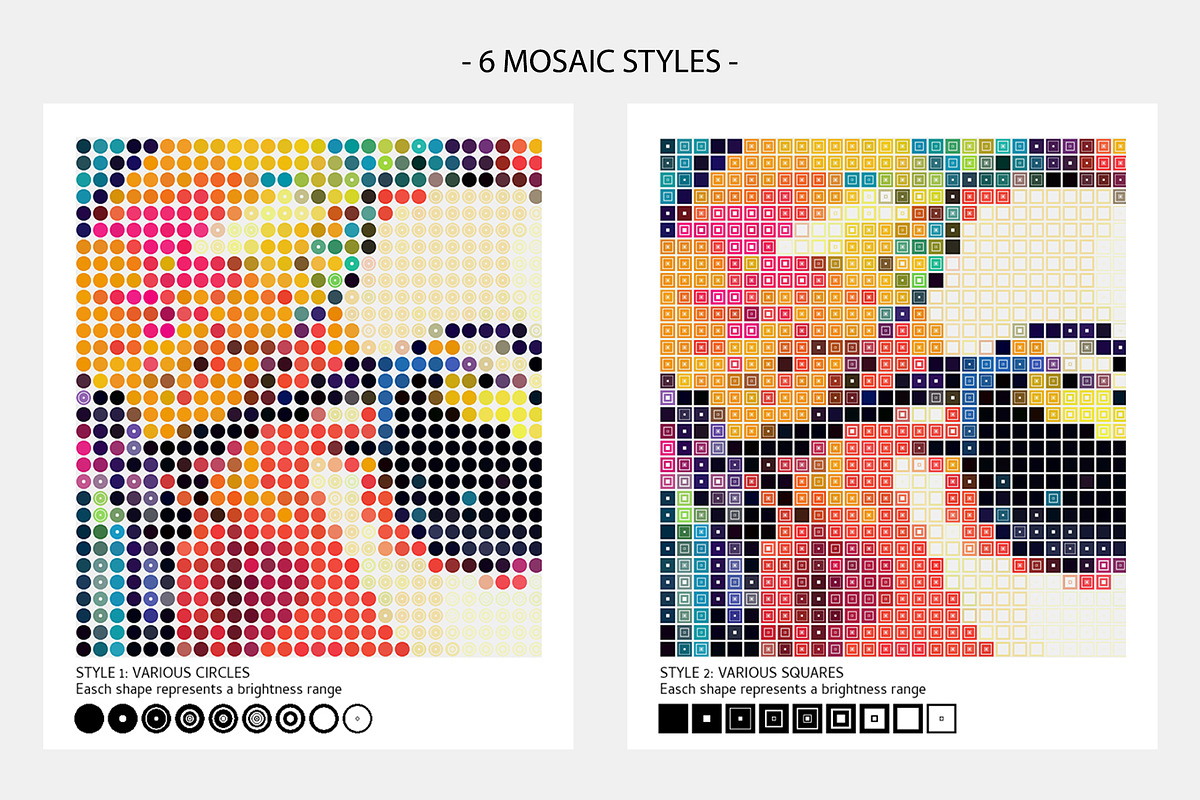 Multi Shape Mosaic Photoshop Action, an Action Add-On by DesignRocket (Photo 4 of 10)