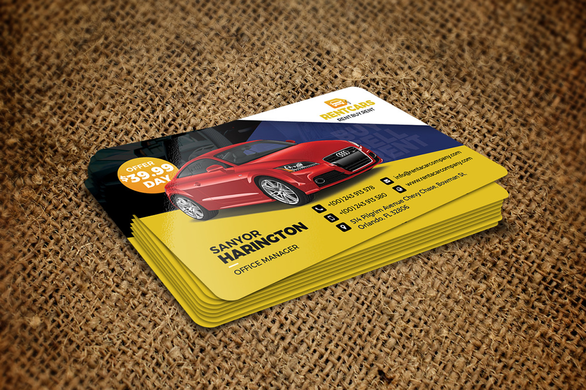Rent A Car Business Card Template, a Business Card Template by GraphicsEgg