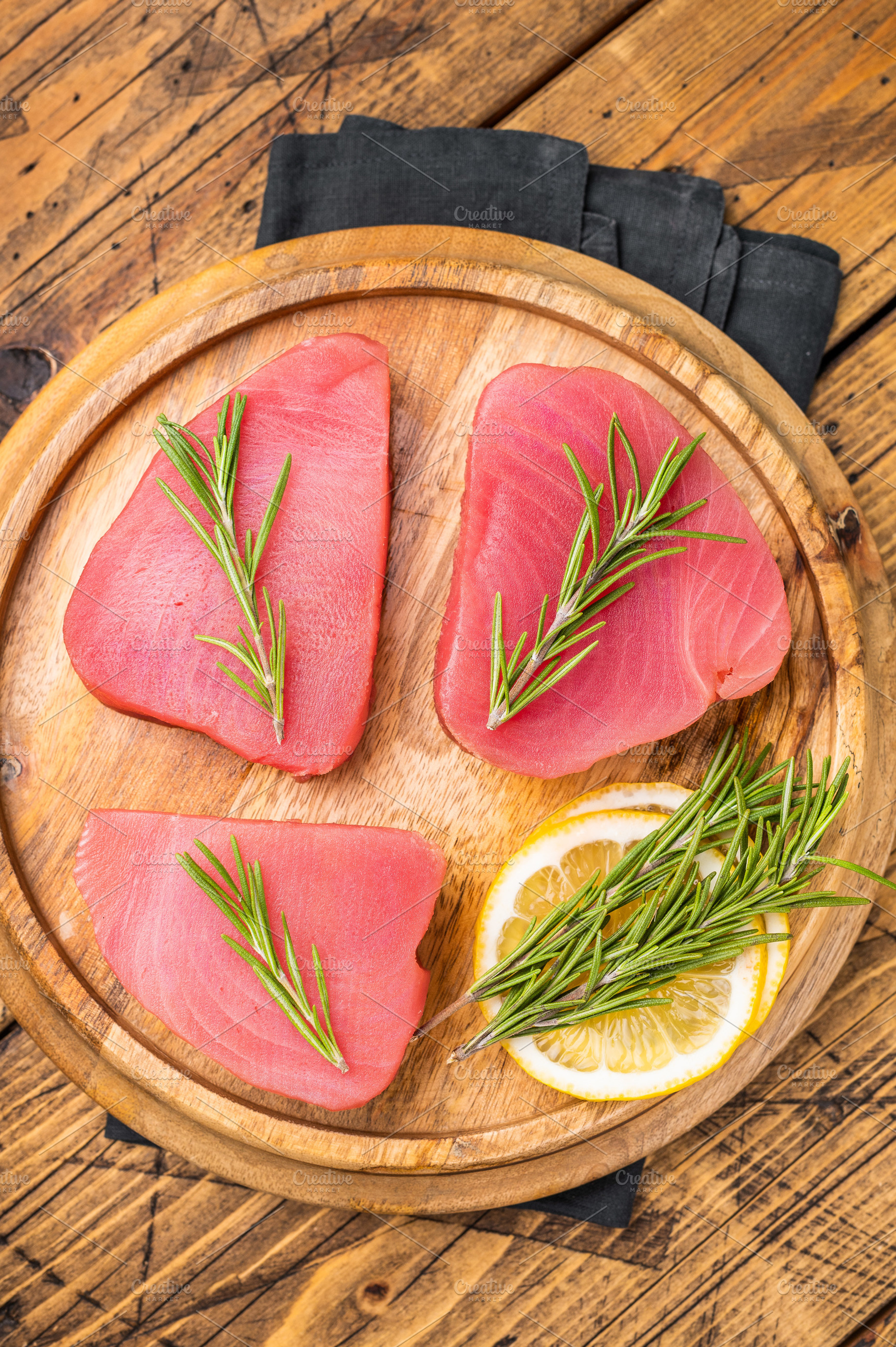 High quality raw tuna steak loin, perfect for a refreshing poke, a Food & Drink Photo by composter-box@mail.ru