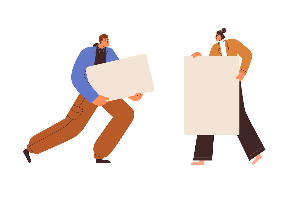 People with blank banners set, a Person Illustration by Good Studio (Photo 2 of 4)