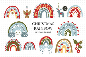 Christmas Rainbow Set. Eps, Svg, Png