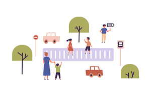 Children learning traffic rules, an Education Illustration by Good Studio