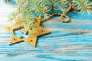Blue Christmas background with star, a Holiday Photo by Artspace
