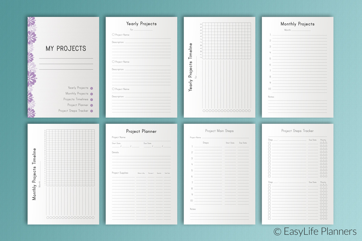 Project Planner A4 Size, a Stationery Template by EasyLifePlanners