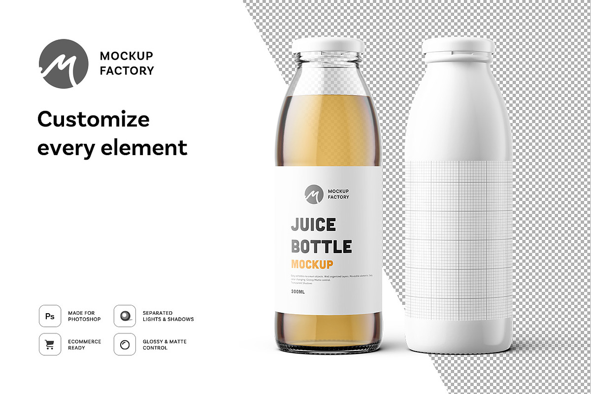 Juice Bottle Mockup, a Cups & Container Mockup by Mockup Factory (Photo 2 of 3)