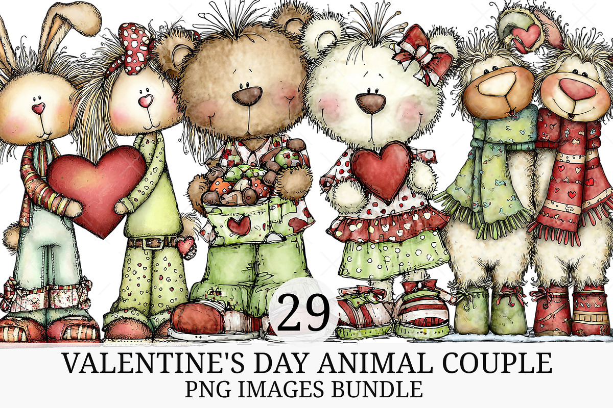 Valentine's Day Animal Couple PNG, an Illustration by Craft Nest (Photo 1 of 9)
