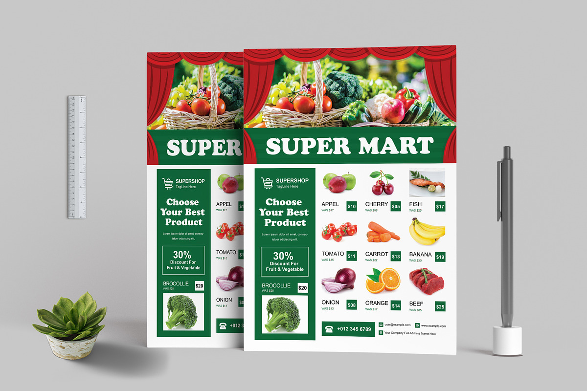 Super Mart Flyer Design Layout, a Flyer Template by MightyDesign (Photo 1 of 5)