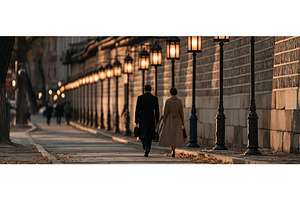 Elegant Couple Walking Along, an Architecture Photo by piter.goskov