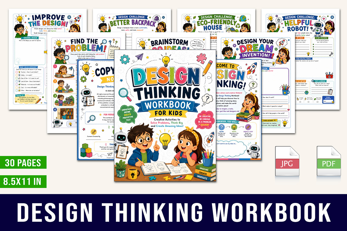 Design Thinking Workbook, a Stationery Template by Designmela01 (Photo 1 of 5)
