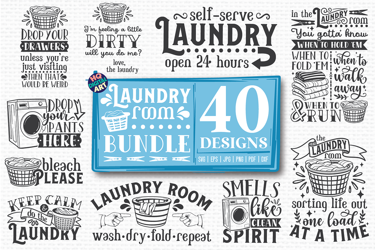Laundry Room SVG Bundle, a Decorative Illustration by HQDigitalArt (Photo 4 of 4)