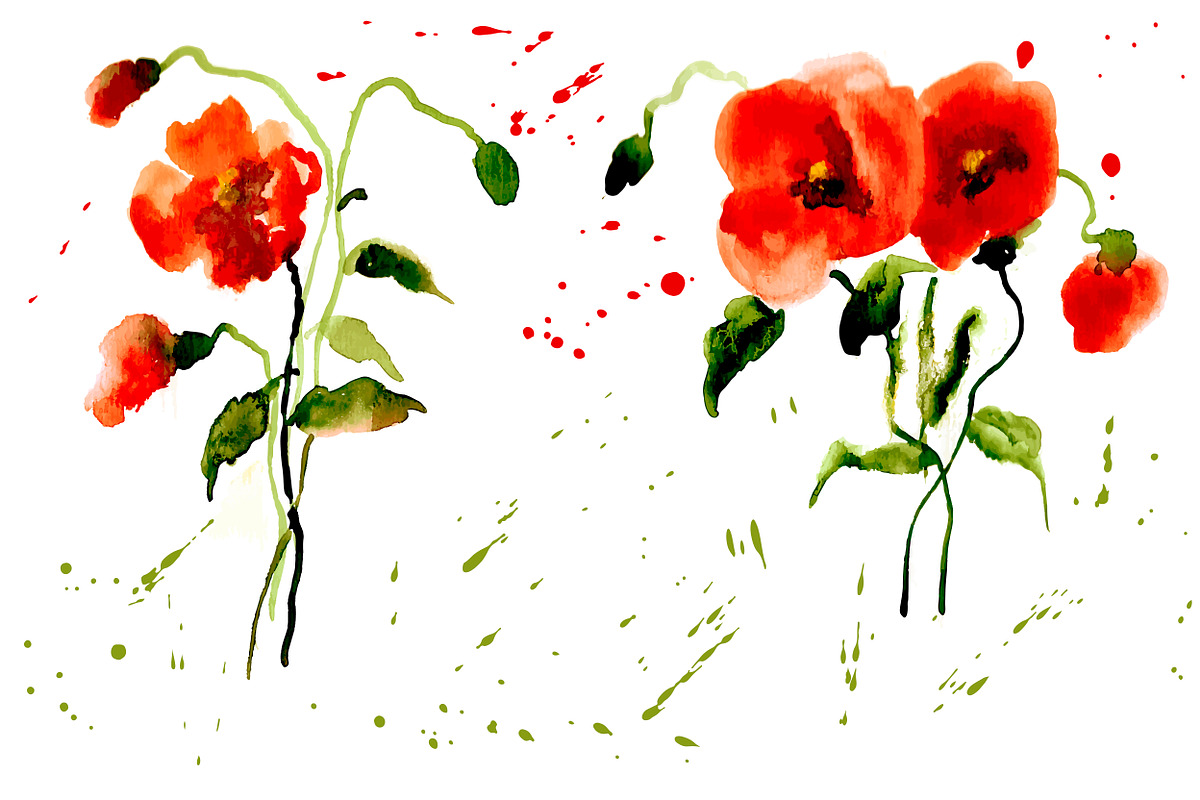 №15 Poppies red with splashes, a Decorative Illustration by Rasveta (Photo 3 of 5)
