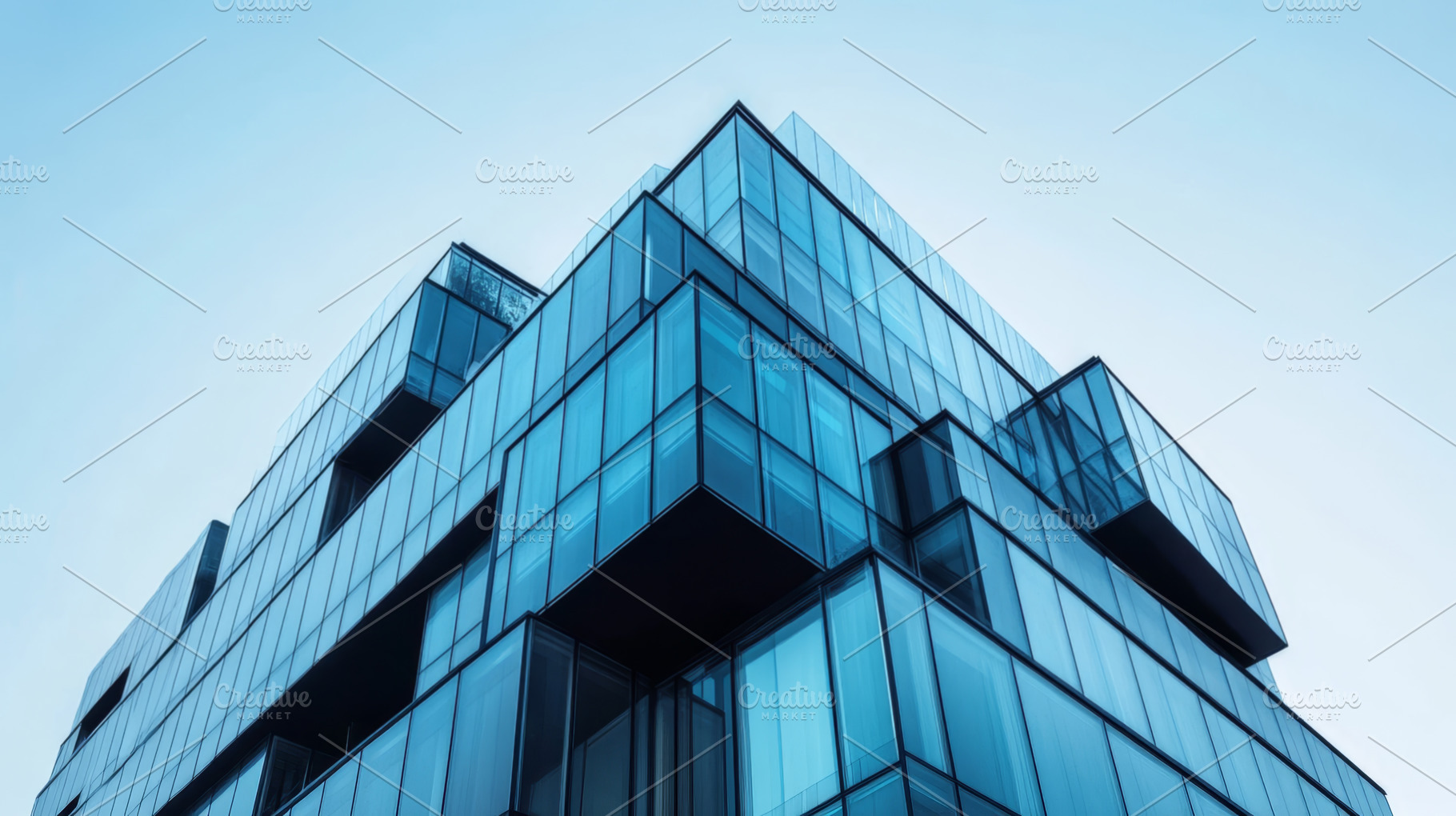 Glass Building Against Blue Sky, an Abstract Photo by Natalia Klenova's Shop