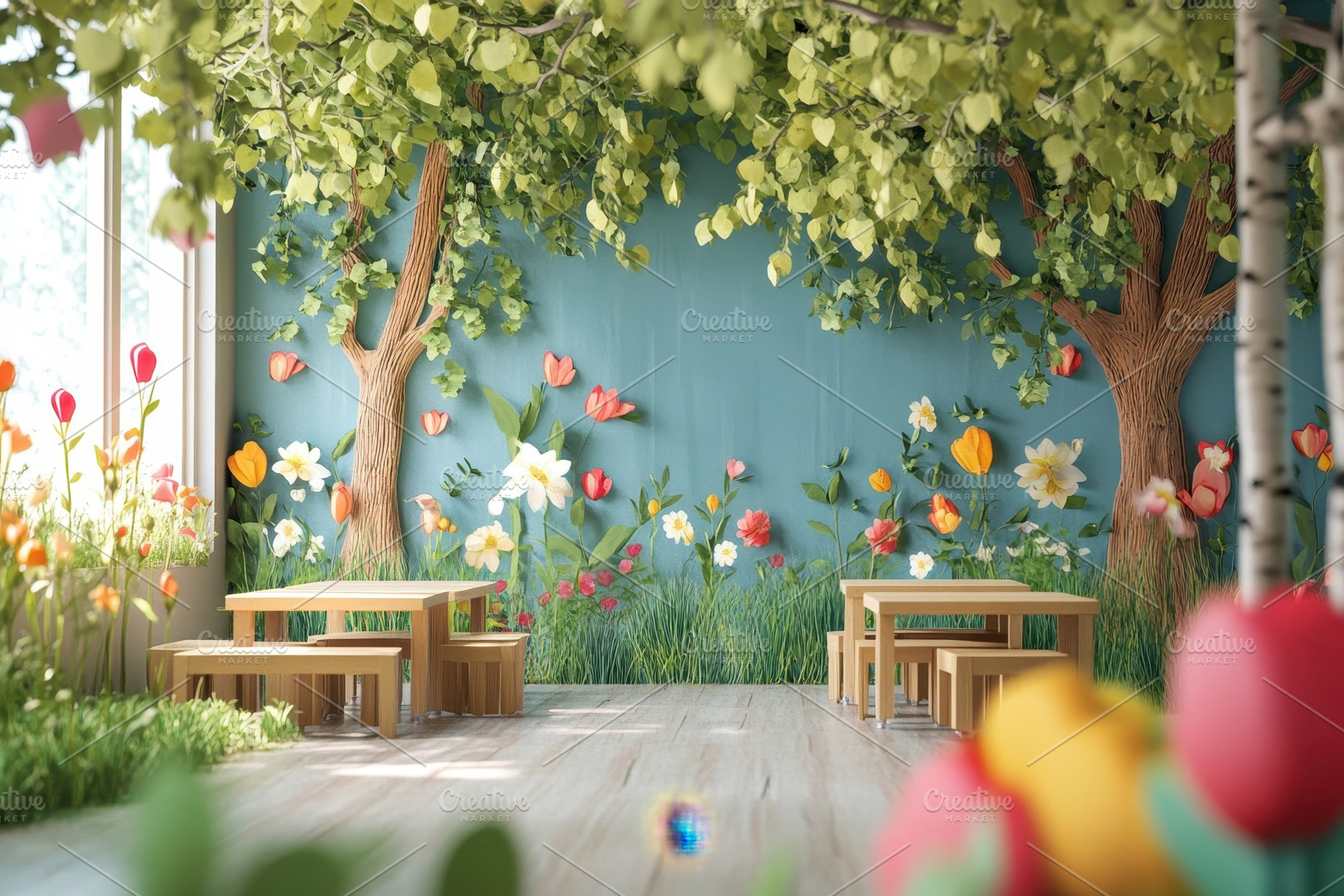Spring forest themed classroom setup, a Photo by Iftikhar Alam