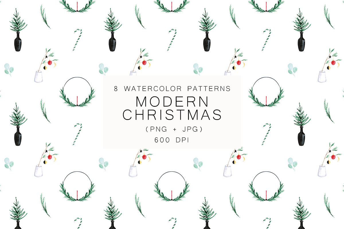 Watercolor Modern Christmas, a Seasonal Illustration by LeriaArt watercolor (Photo 13 of 17)