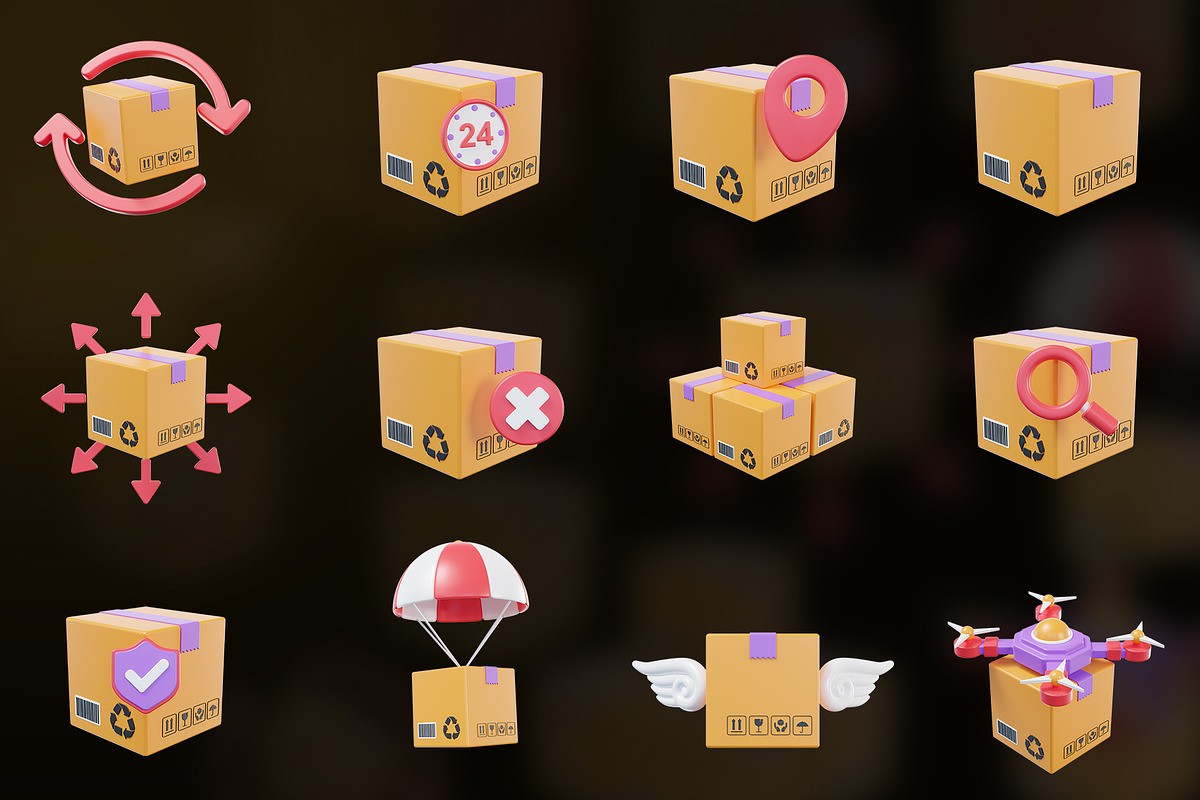 Delivery & Shipping 3D Icon Pack, an Object Graphic by Artnivora.Std (Photo 3 of 4)