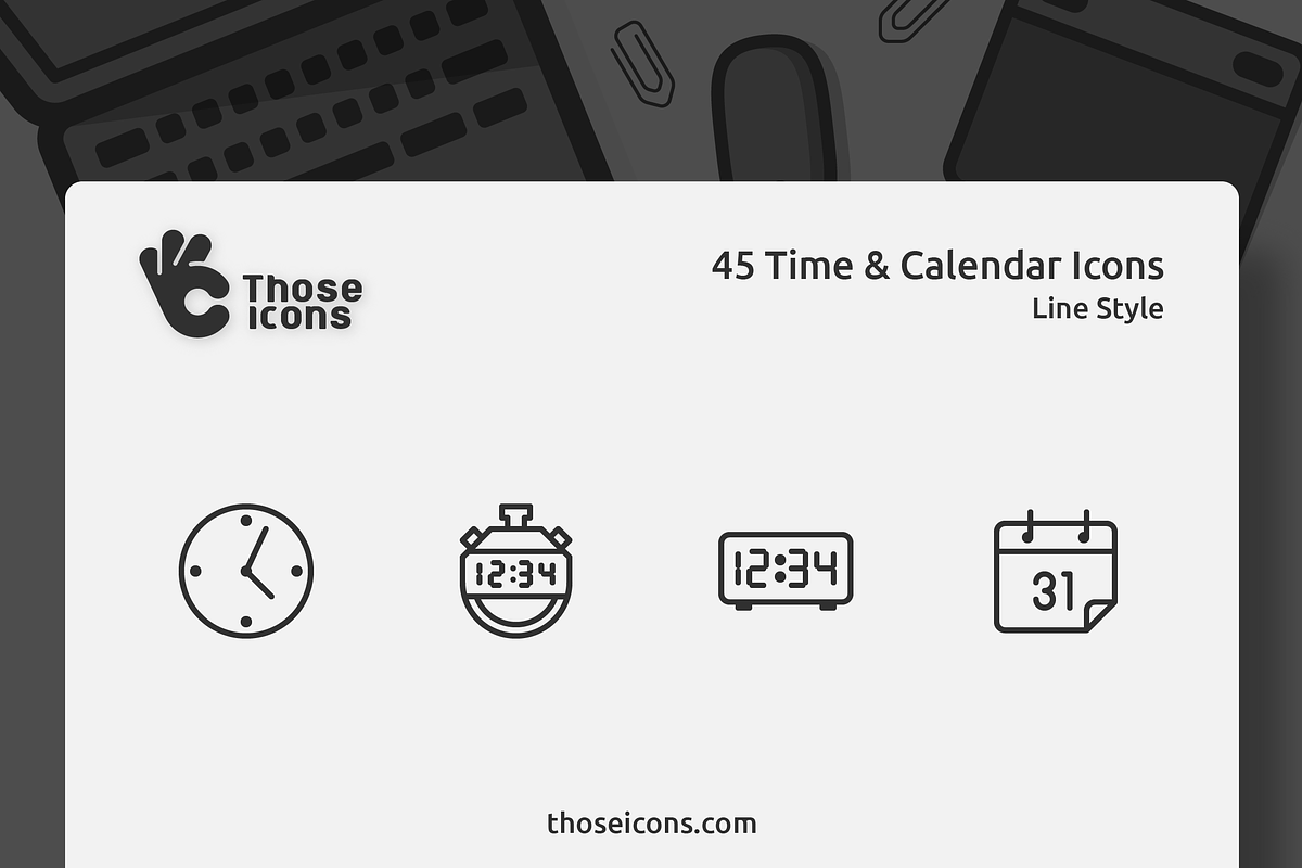 45 Time & Calendar Line Icon, an Outline Icon by Those Icons (Photo 1 of 2)