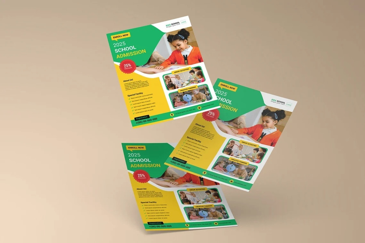 School Admission Flyer, a Flyer Template by retrographix (Photo 3 of 4)