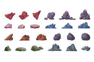Cartoon rock stones. Stone block, an Illustration by Stock-Smart-Start