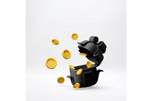 3D Black open gift box with golden, a Finance Illustration by Abscent